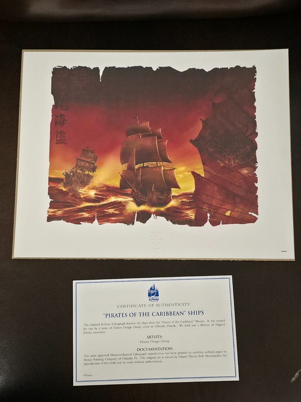 DCL Art Print Pirates of the Caribbean Ships Embossed