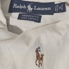 Polo Ralph Lauren Yarmouth Oxford Men's Long Sleeve Shirt L 16 32 Beige