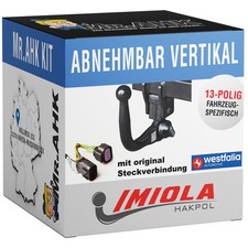 Anhängerkupplung vert. abnehmbar für Skoda Fabia Kombi 08-10 mit 13pol spez.