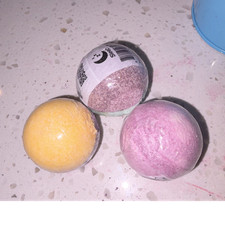 Set of 3 Bath Bombs - Yellow, Purple, Multicolor Ball Shape, Unisex