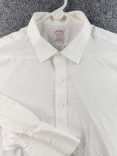 Brooks Brothers Point Non-Iron French Cuff Cotton 18 34 Madison Mens White Shirt