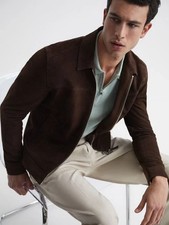 Mens Brown Suede Jacket 100% Genuine Lambskin...
