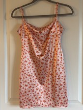 Urban Outfitters Pink Shiny Metallic Y2K Butterfly Mini Dress Size Small Petite