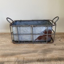 Reclaimed Galvanised Trough Planter Carry Handles Rustic Farmhouse Container Tub