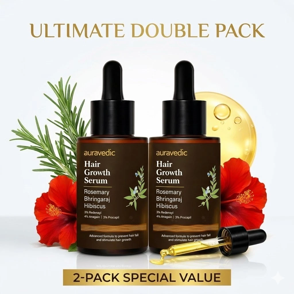2 X Auravedic Hair Growth Serum 30ml | Redensyl Procapil Caffeine Free Ship USA