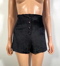Vintage 60's Mod Black Velvet Gogo Hot Shorts Size 27 Waist