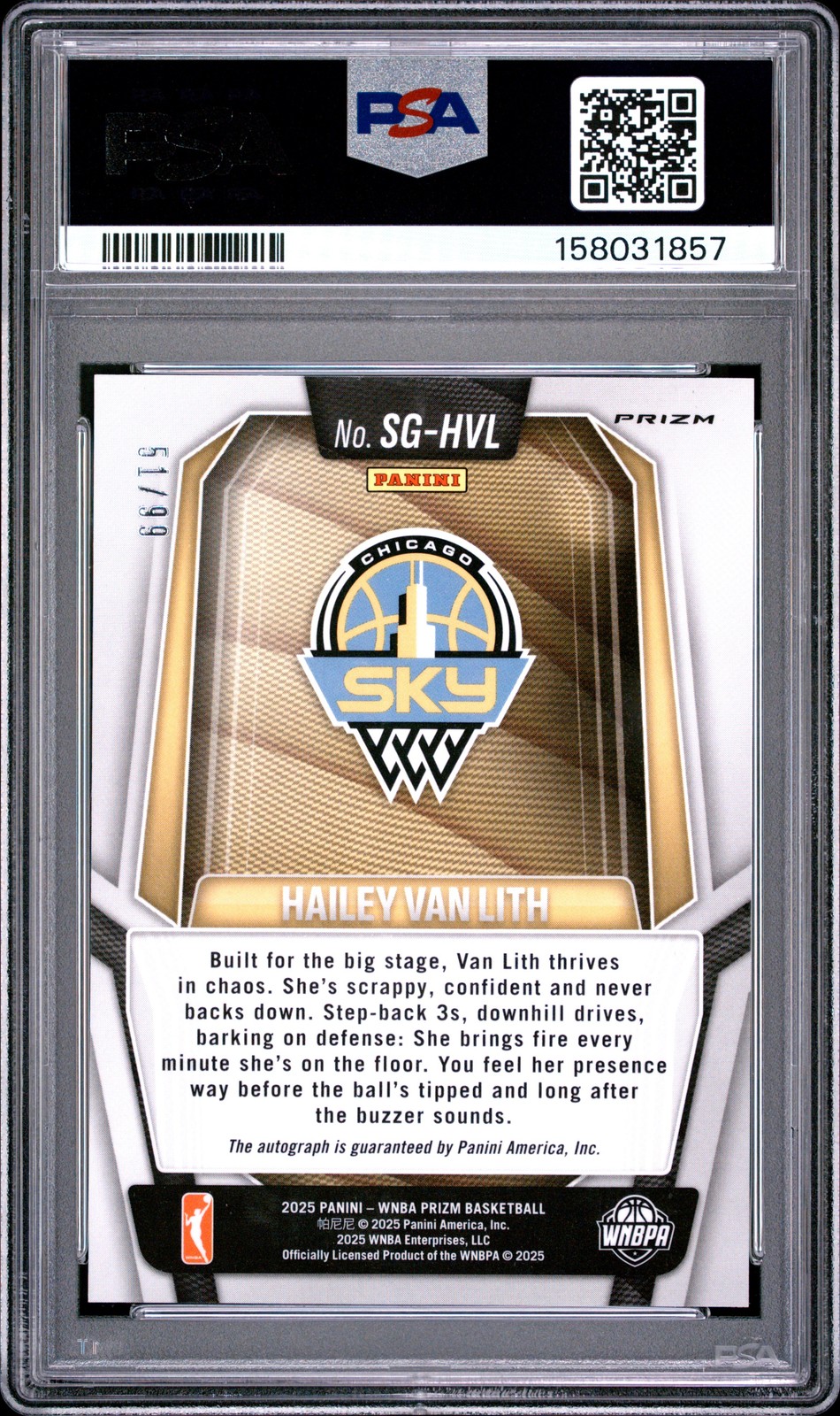 2025 PANINI PRIZM WNBA SIG RED PRIZM #SG-HVL HAILEY VAN LITH RC 51/99 PSA 9 AUTO view 2