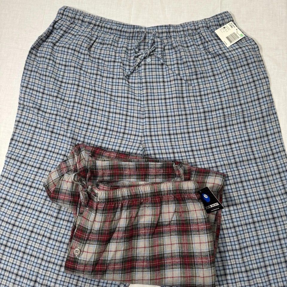 2 Pair New Kmart Joe Boxer Men's 2XL Pajama Flannel Comfy Pants Plaid/Blue - Image 2 of 4