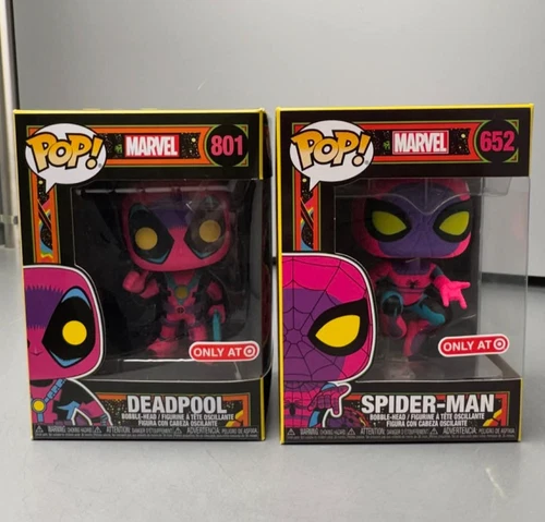 Funko Pop! Marvel Blacklight Target Deadpool + Spider-Man