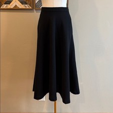 Vintage Ralph Lauren Collection Black Textured Flared Wool Skirt size 8 As-Is 