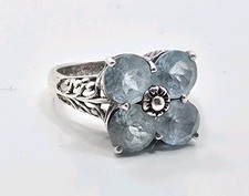 Beautiful Modern Sterling Silver 925 Blue Topaz Flower Ladies Ring Size 7