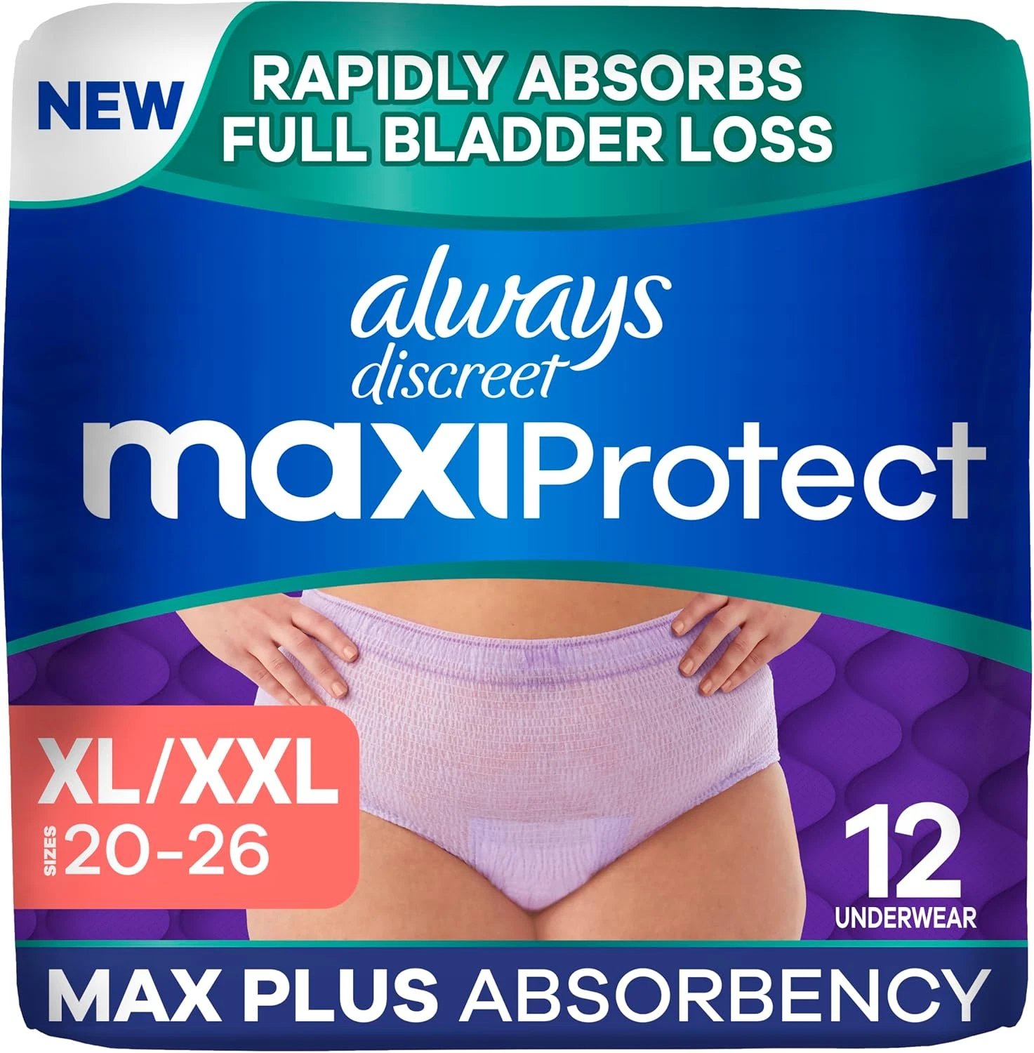 Always Discreet Maxiprotect Adult Diapers for Women, Incontinence Underwear, Sce