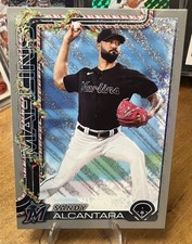 Sandy Alcantara 2025 Topps Holiday Silver Glitter #H144 Miami Marlins