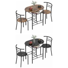 Produktbild - 3-teilige Essgruppe Esstisch mit 2 Stühlen, Ablageregal Refurbished