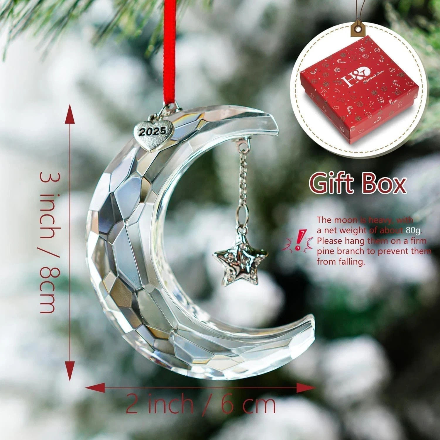 New in Original Box 100% SWAROVSKI Crystal Holiday Magic Moon Ornament