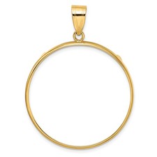 1 oz $50 American Buffalo Coin Bezel 33mm Plain Polished Prong 10k Yellow Gold