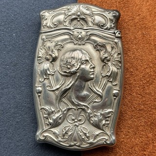 ANTIQUE GORHAM STERLING SILVER ART NOUVEAU LADY MATCH SAFE – FLORAL HIGH RELIEF!