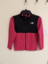 The North Face Denali Kids Fleece Jacket Zip Up Pink Black Youth Sz M 10/12