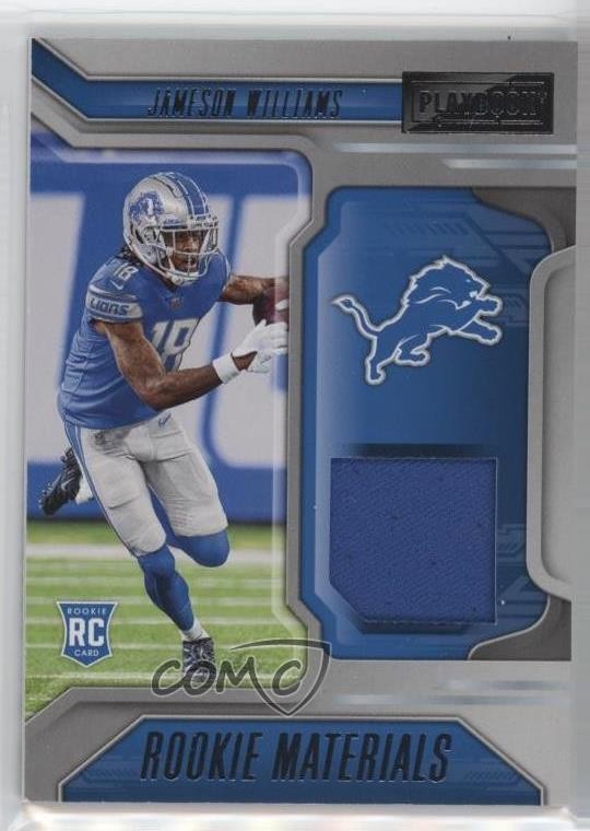 2022 Panini Playbook Rookie Materials Jameson Williams #RM-8 RC 0m0