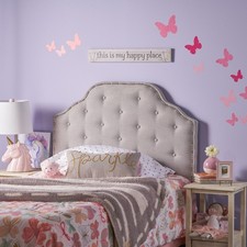 Twin Size Upholstered Headboard with Nailhead Trim & Button Tufting