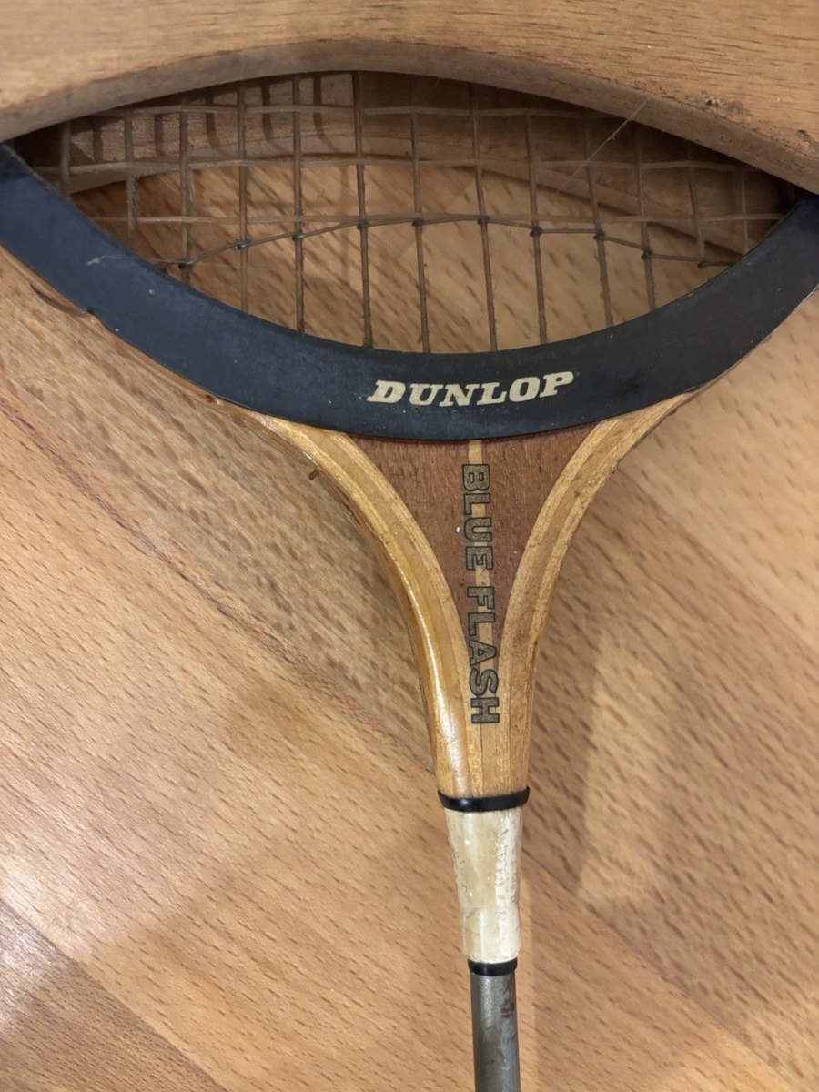 Raquette De Tennis Vintage Dunlop Bleu Flash - Années 80 - Bois - Supercharge
