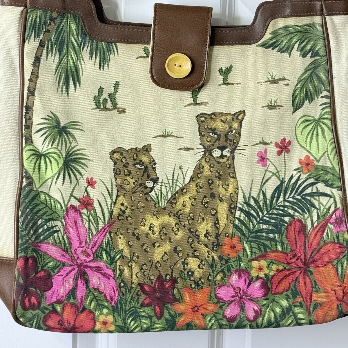 Vintage Jungle Tropical Sequined Cheetah's Shoulderbag Purse
