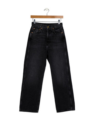 B Sides Relaxed Boyfriend Straight, High Rise Jeans in Black, size 26