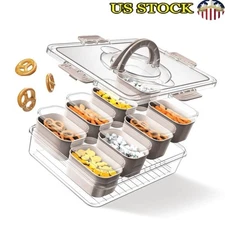 8 Compartment Food Storage Container W/ Lids Snacks Fruits Parties Picnics New