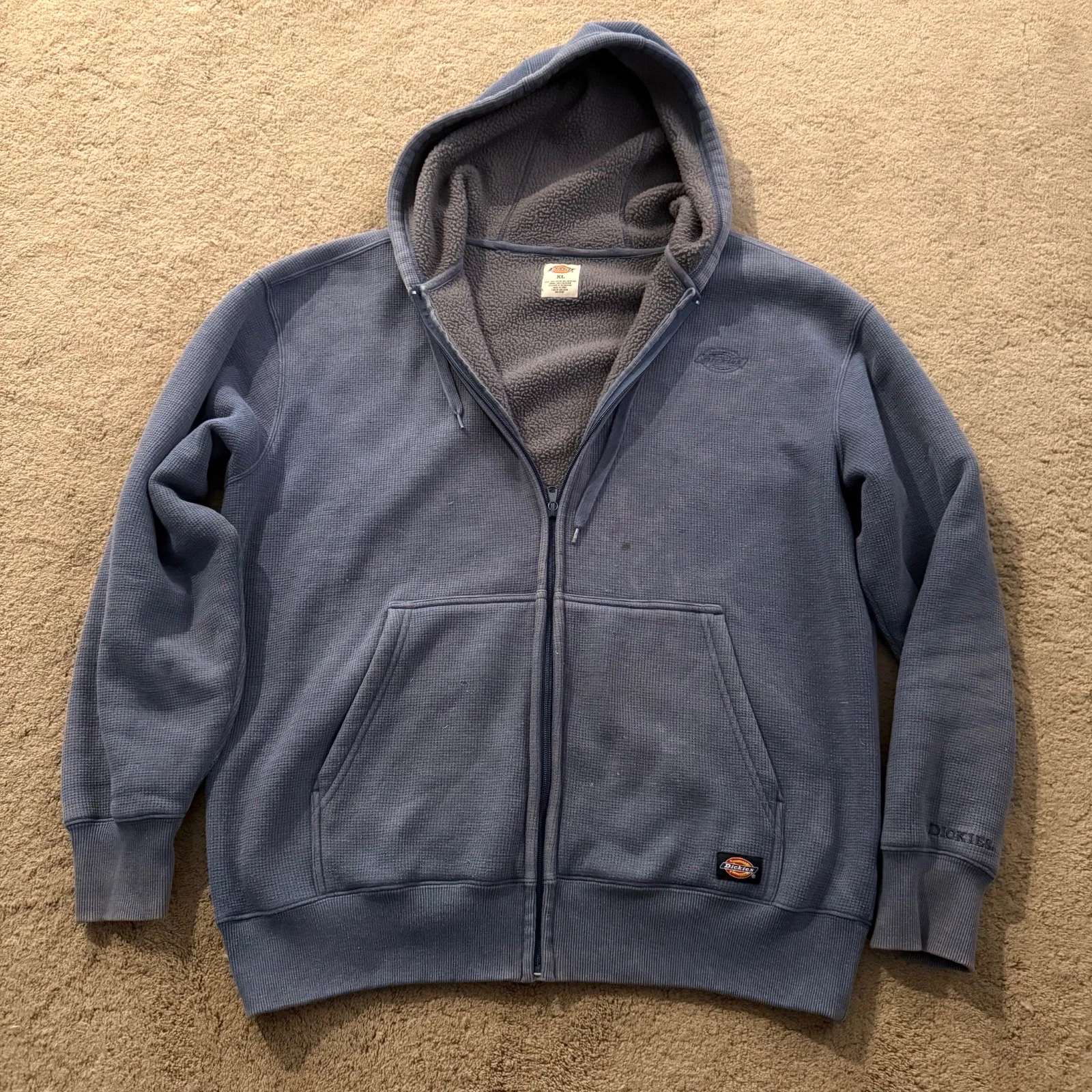 Vtg Dickies Thermal Hoodie Jacket Mens Sherpa Lined Full Zip XL