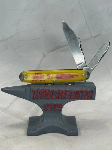 Vintage 5 cents Drink Coca Cola in Bottles Yellow Pocket Knife USA
