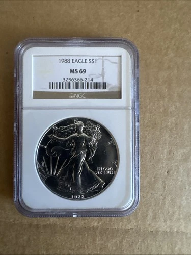 1988 $1 American Silver Eagle NGC MS69 Brown Label
