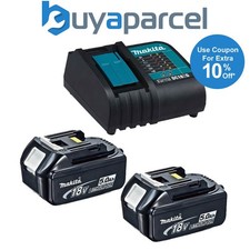 2 x Genuine Makita 18V 5.0Ah LXT Lithium Battery BL1850 + DC18SD 240v Charger