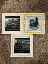 3 Vintage Carnival Prize Glass Easyrider 10th Anniversary Motorcycle Ghostrider