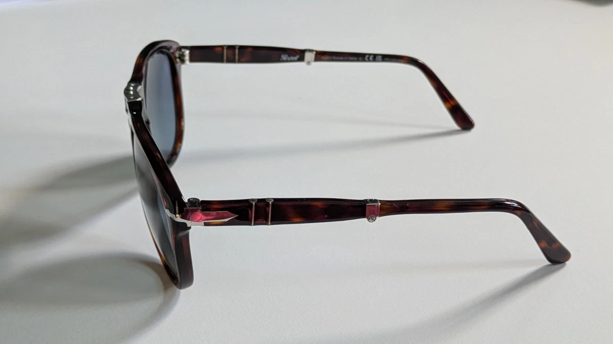 Persol PO0714 714 24/S3 54 Havana Blue Polarized foldable Sunglasses Italy made