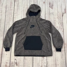 Nike NSW Sherpa Fleece Hoodie Womens S Grey Half Zip Kangaroo Pullover Cozy Warm