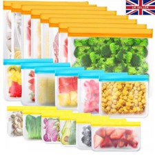 Image of 20PCS Reusable Thick Silicone Food Storage bags Zip Lock Freezer bag Leak Proof