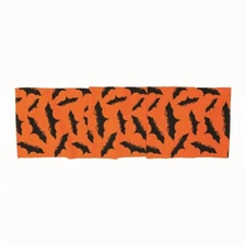 Halloween Black Bat print Table Runner, 72" x 15", Orange & Black NWT