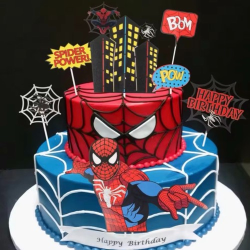 Cake Set Spider-Man Cake Topper Decorative Marvel Fun Happy Birthday Cosplay - Picture 3 of 8