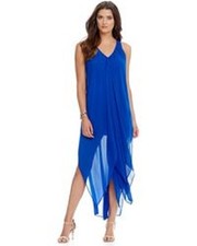 MICHAEL Michael Kors Royal Sleeveless Flutter High-Low Caftan Dress Size S $175