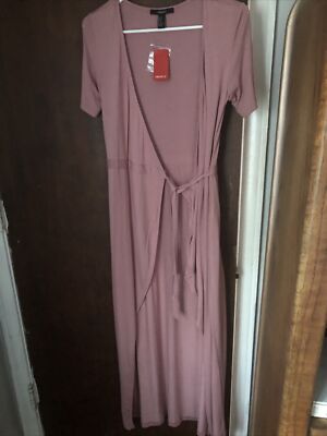 forever 21 Long wrap dress pink size meduim | eBay
