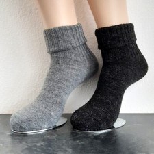 2 Pairs Soft Alpaca Socks with Cuff 65 Wool 35 Alpaca Wool Gray 35-42