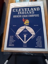 '54 INDIANS AL Champions *BLUE* Banner Feller Doby Wynn Lemon Lopez Newhouser   