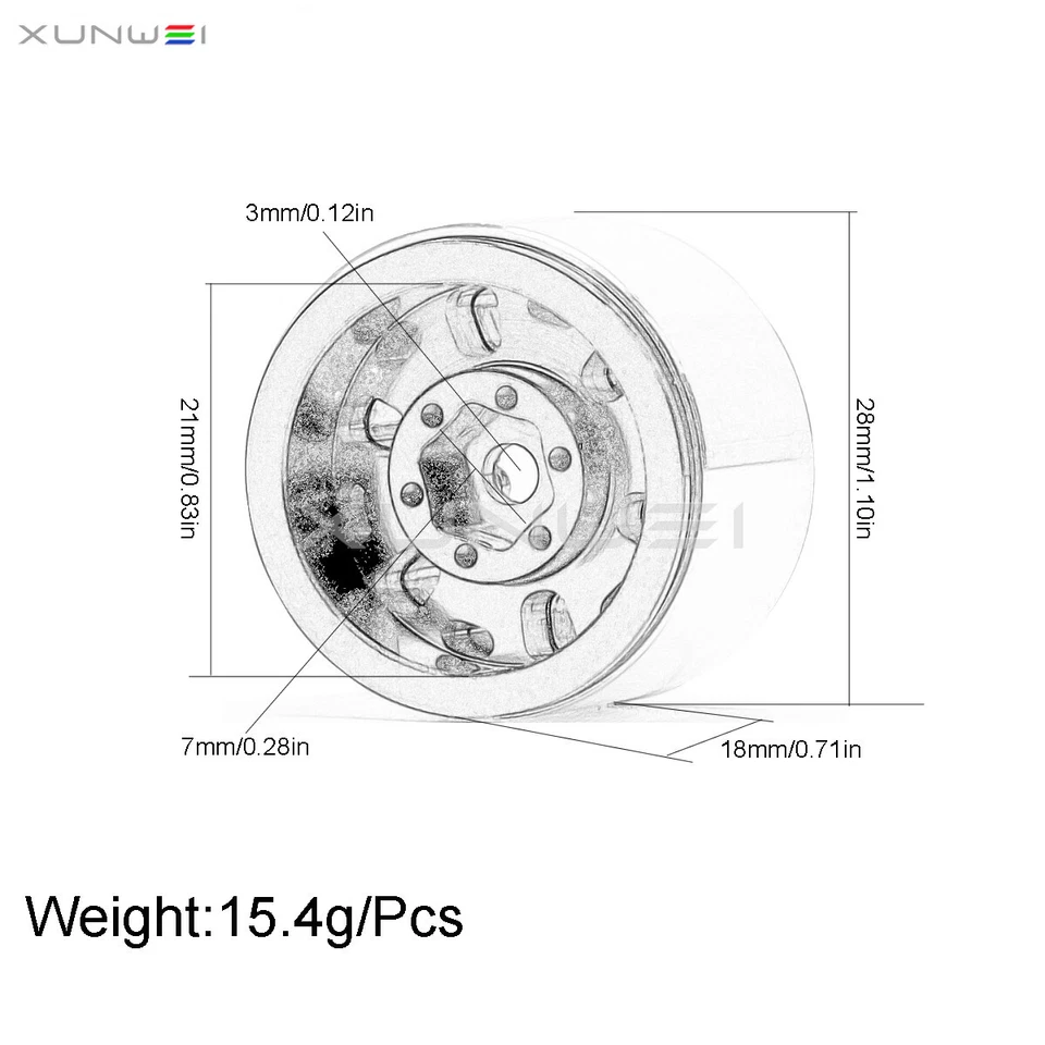 1.0inch Beadlock Wheel Rim Tires Tyre for RC 1/24 FCX24 Axial SCX24 1/18 TRX4M - Image 4 of 4