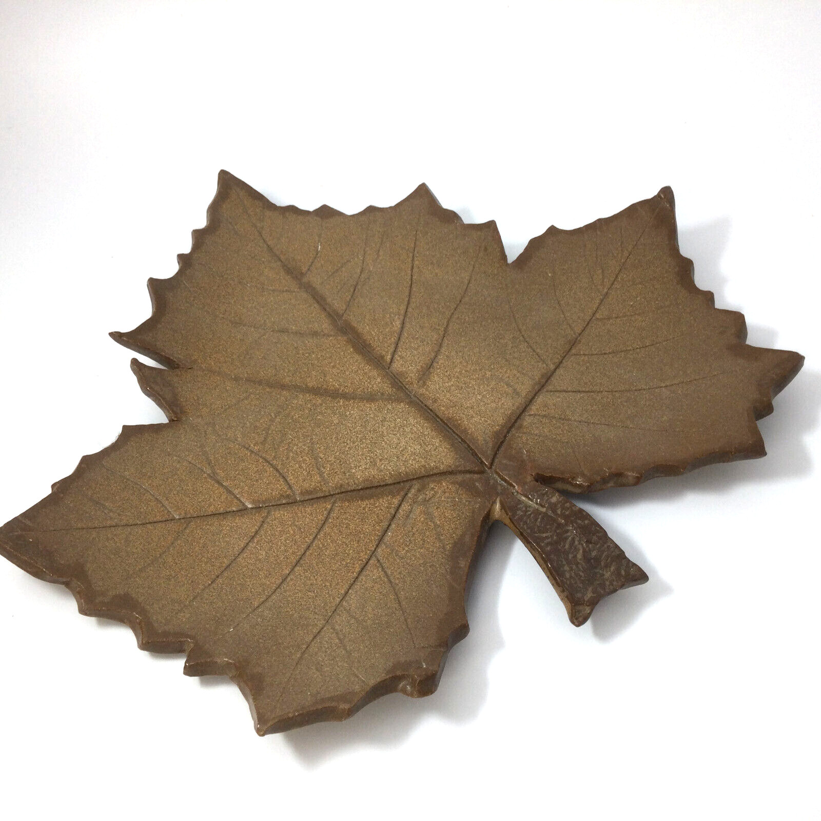 Art Pottery Clay Serving Dish Cheese Plate Tray Handmade Leaf Signed