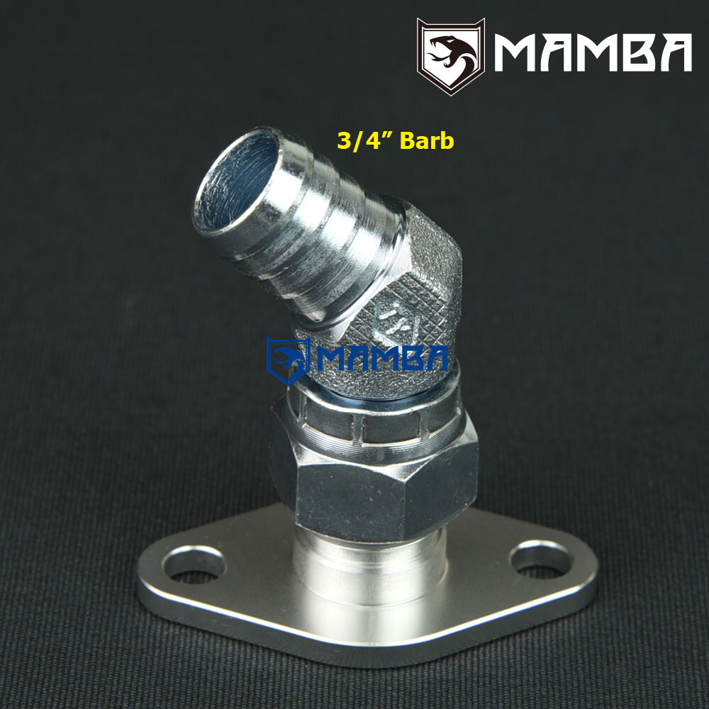 45 Deg 3/4" Barb Oil Pan Turbo Oil Return Drain Flange For TOYOTA 1JZ