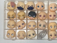Nendoroid Face Swap Bulk Sale Of 19 Face Plates  4 Clear Support Pieces  Case