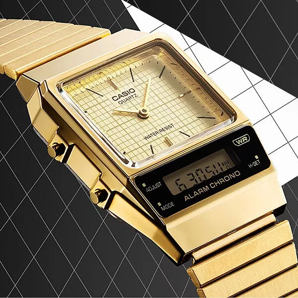 Casio Standard Aq-800Eg-9Ajf Analog Digital Gold Watch Alarm Chrono Gold  Dial | Ebay