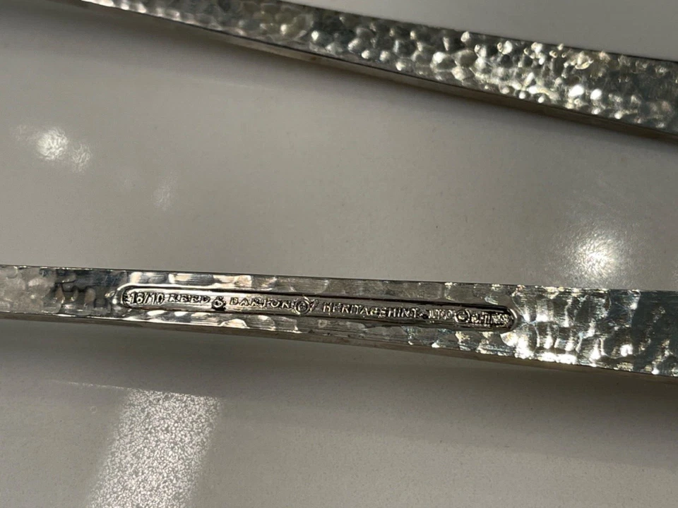 Juego para servir ensaladas Reed & Barton Heritage Mint 18/10 acero inoxidable Regent 2 piezas 12" Foto 2 de 2