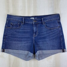 Old Navy Womens 12 Cuffed Boyfriend Jean Shorts Blue Denim Stretch Medium Wash