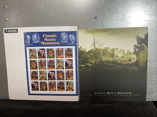 Universal Classic Movie Monsters USPS Sept. 30 1997 Stamps & Issuing Folder Mint